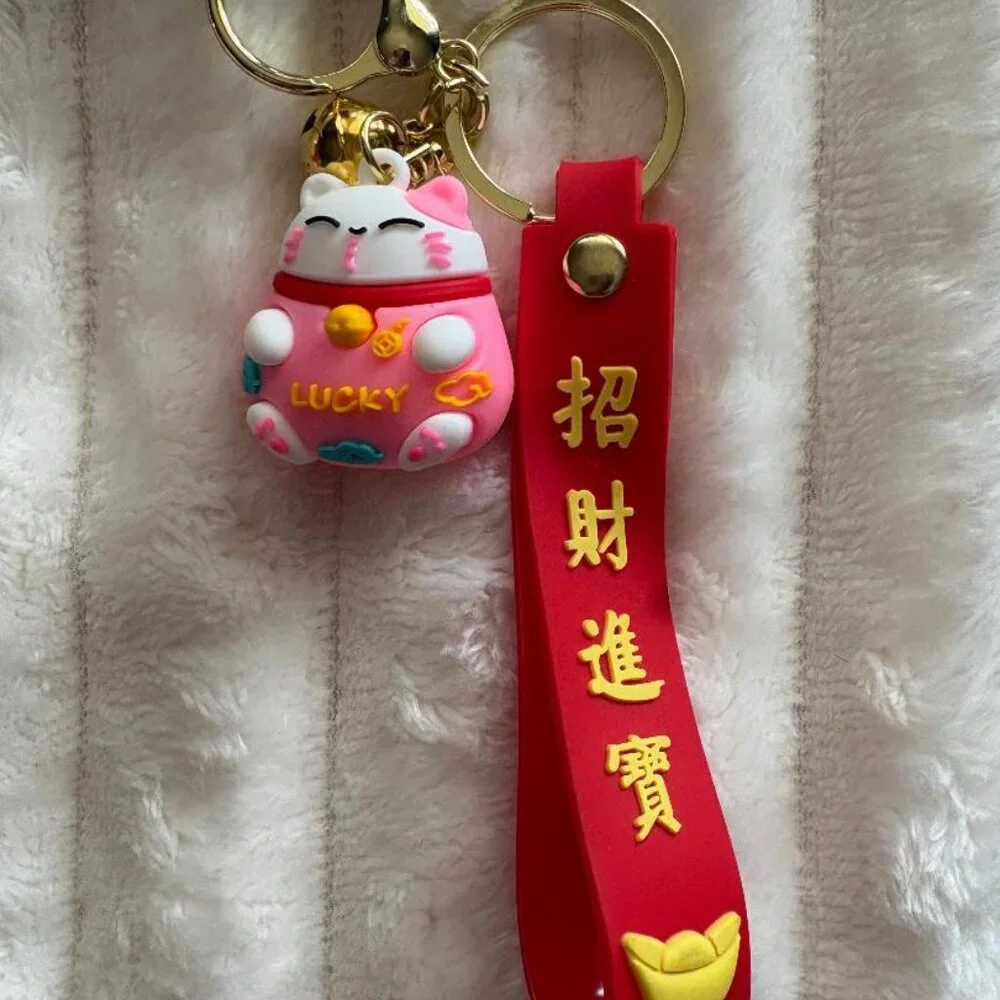 Maneki Neko Cute Lucky Cat Women's Teen's Girl's Bag Pendant Keychain